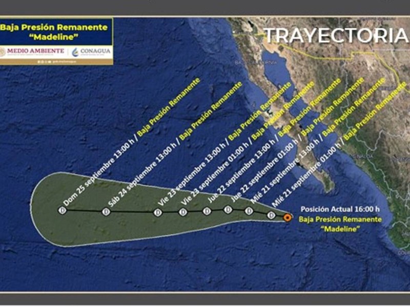 Madeline se debilita a baja presión dejará lluvias fuertes en Baja